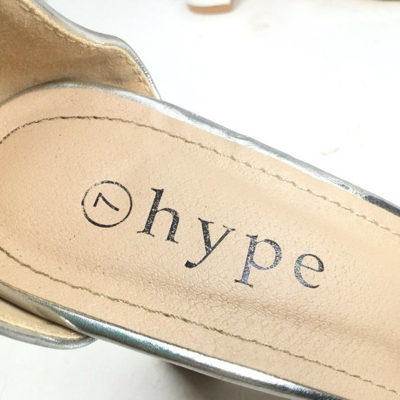 Hype Women's Ankle Strap Open Toe Block Heels Silver Size 7 - Picture 4 of 9